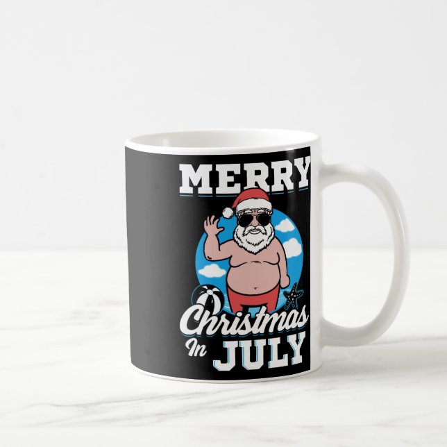 Caneca De Café Merrychristmas In July Funny Santa  (Direita)
