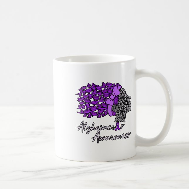 Caneca De Café Mês da Fita de Flores Roxas de Conscientização de  (Direita)