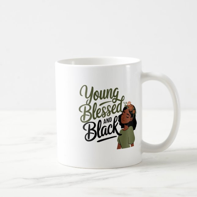 Caneca De Café Mês da História Negra Conscientização Abençoado Pr (Direita)