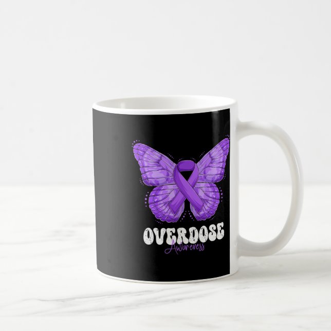 Caneca De Café Mês de consciência Borboleta de Fita Roxa (Direita)