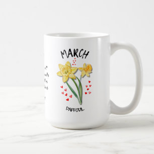Caneca De Café Mês de Nascimento Personalizado MARCH Daffodil