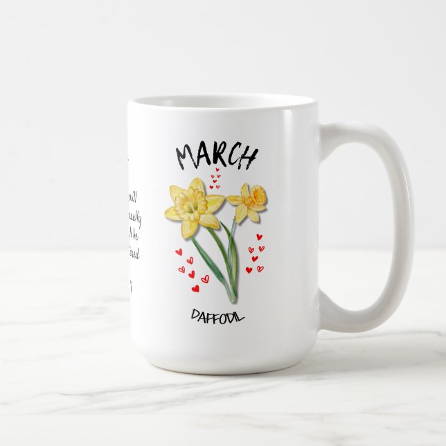 Caneca De Café Mês de Nascimento Personalizado MARCH Daffodil (Direita)