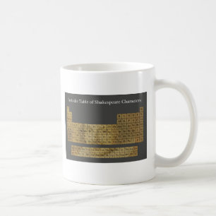 Caneca De Café Mesa periódica de caráteres de Shakespeare