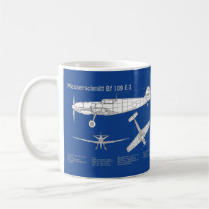 Caneca De Café Messerschmitt Bf 109 - Airplane Blueprint ABD