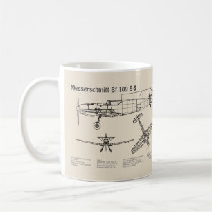 Caneca De Café Messerschmitt Bf 109 - Airplane Blueprint SD