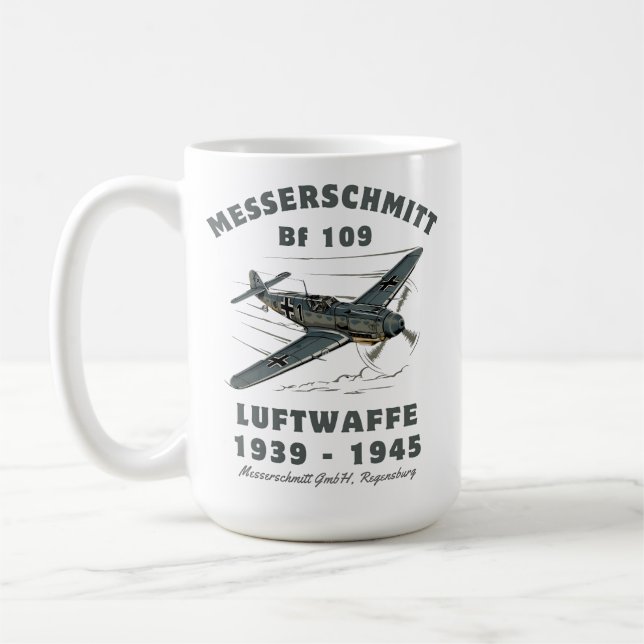 Caneca De Café Messerschmitt Bf 109 Luftwaffe da Segunda Guerra M (Esquerda)