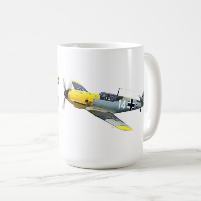 Caneca De Café Messerschmitt Bf.109E "Branco 14" (Frente Esquerda)