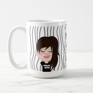 Caneca De Café MESSY MOM Rosto(s) engraçado(s) tirado(s) do dia
