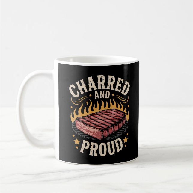 Caneca De Café Mestre de Churrasco Divertido Carvado Orgulhoso (Esquerda)