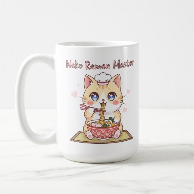 Caneca De Café Mestre de Ramen Kawaii Neko Gato Comida Chef Fofo (Esquerda)