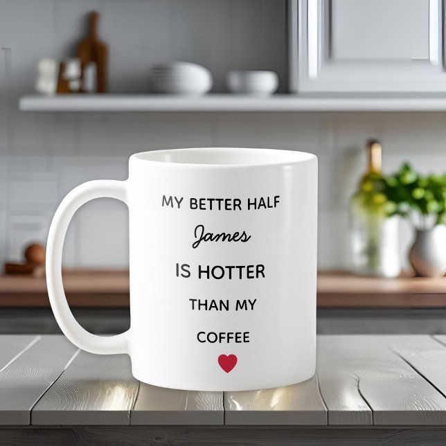 Caneca de Café Metade Melhor Personalizada Moderna (Criador carregado)