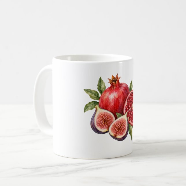 Caneca De Café Metades de Romã e Figo (Frente Esquerda)