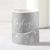 Metálico Personalizado Da Glitter De Prata Glam