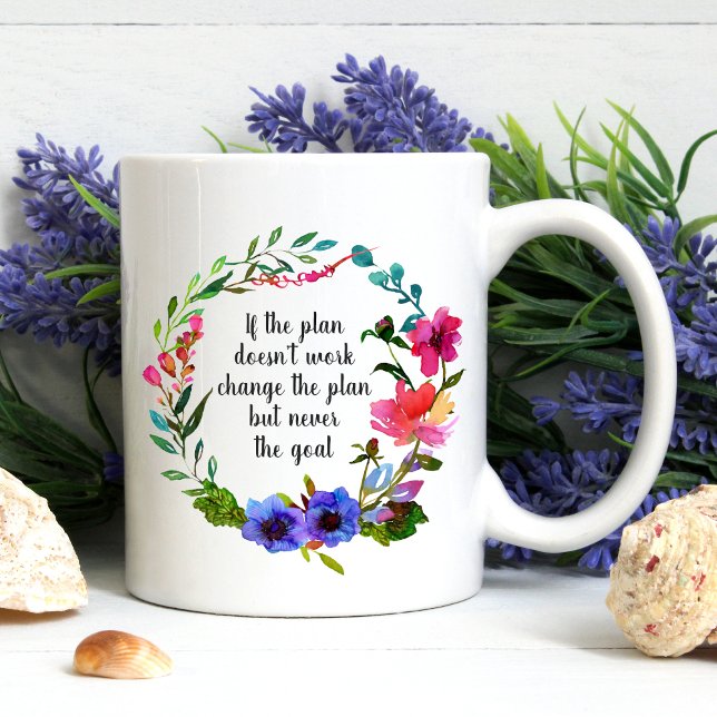 Caneca De Café Metas: Frases Motivacionais Inspiracionais Florais (Criador carregado)