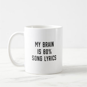 Caneca De Café Meu cérebro é 80% de letra de música