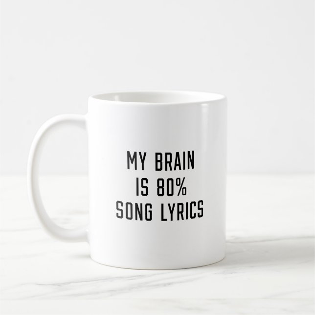 Caneca De Café Meu cérebro é 80% de letra de música (Esquerda)