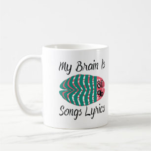 Caneca De Café Meu Cérebro É 80% De Letras De Música