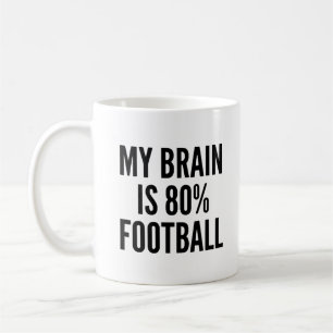 Caneca De Café Meu Cérebro é 80% Futebol Camiseta Divertida de Es