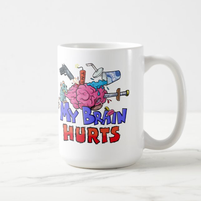 Caneca De Café Meu Cérebro Magoa Humor Escuro (Direita)