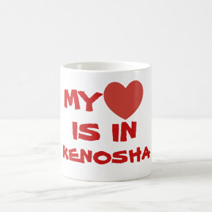 CANECA DE CAFÉ MEU CORAÇÃO ESTÁ EM KENOSHA