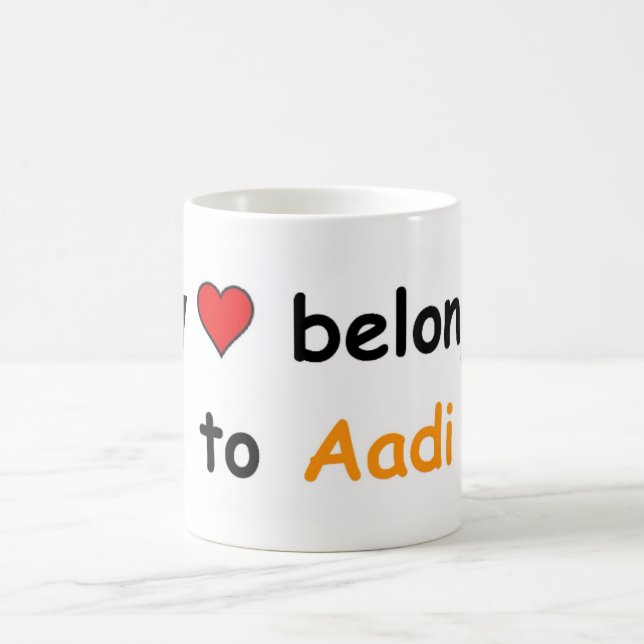 Caneca De Café Meu coração pertence a Aadi (Centro)