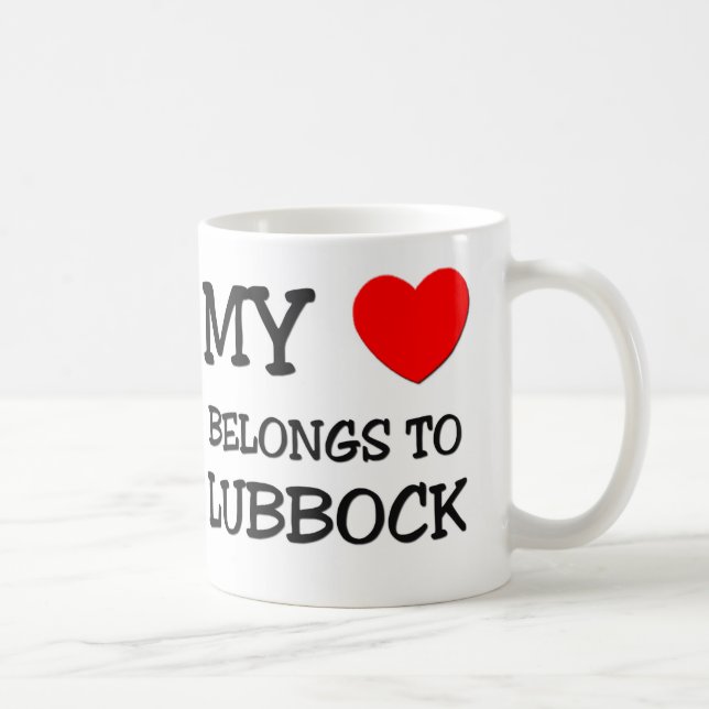 Caneca De Café Meu coração pertence a LUBBOCK (Direita)