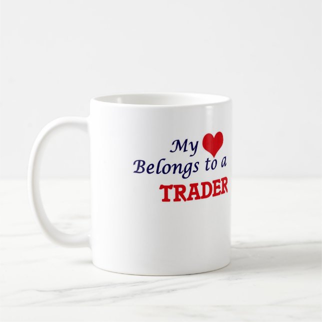 Caneca De Café Meu coração pertence a um comerciante (Esquerda)