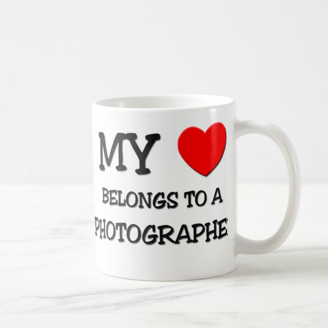 Caneca De Café Meu coração pertence a um FOTÓGRAFO (Direita)