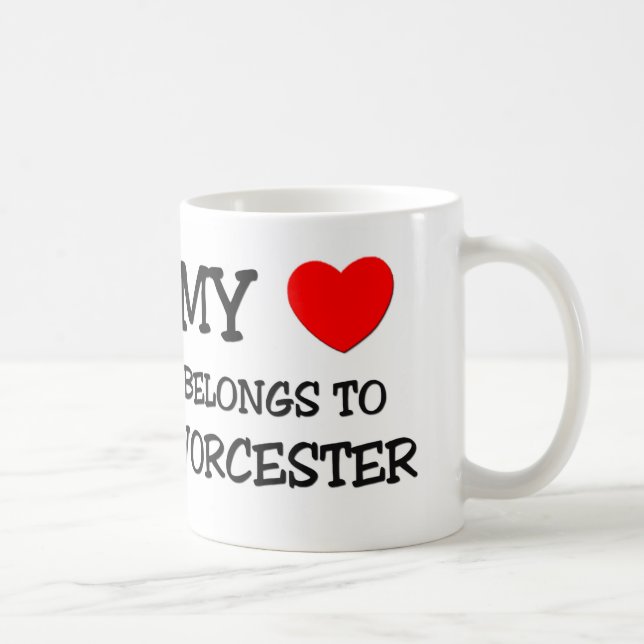 Caneca De Café Meu coração pertence a WORCESTER (Direita)