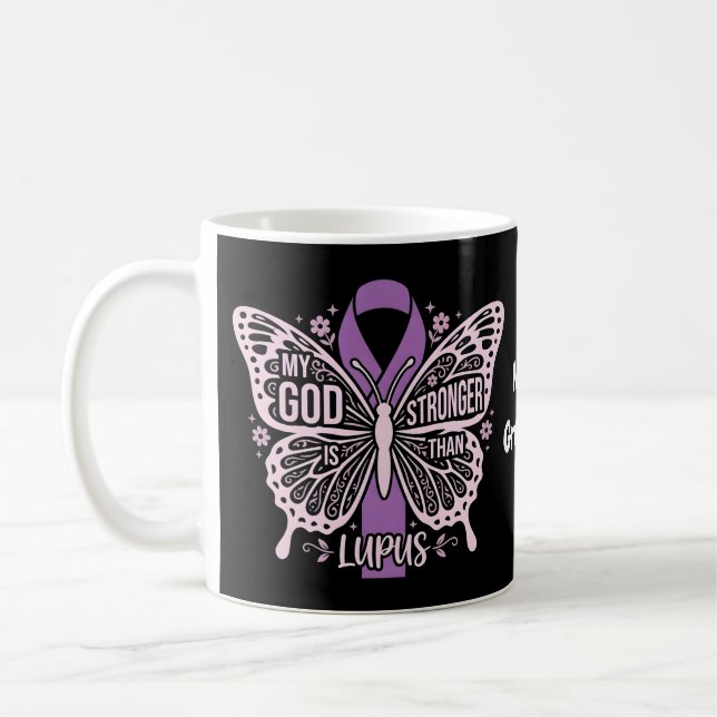 Caneca De Café Meu Deus É Mais Forte Que Lúpus Guerreiro de Fé (Esquerda)