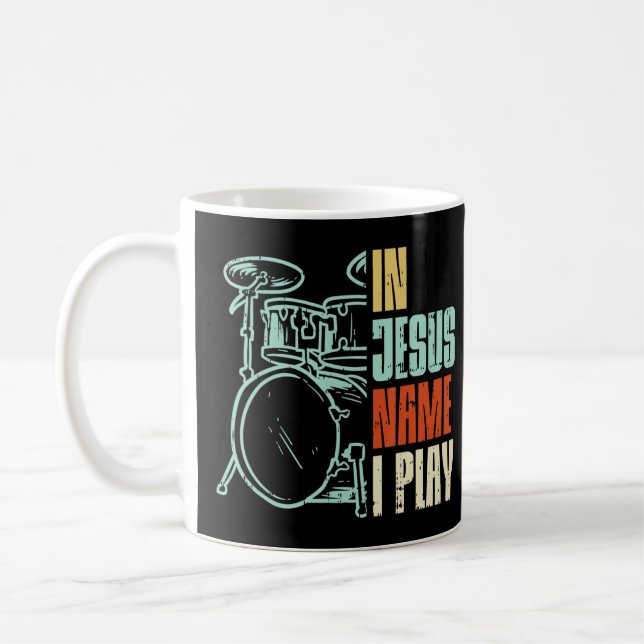 Caneca De Café Meu Deus, eu toco tambores Deus bebendo Música Chr (Esquerda)