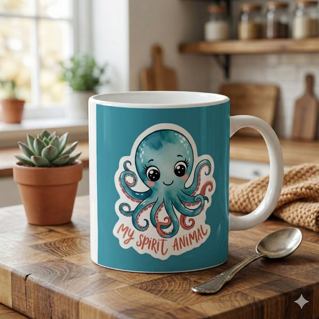 Caneca De Café Meu Espírito Animal Octopus Mug (This adorable octopus mug would make a great gift! )