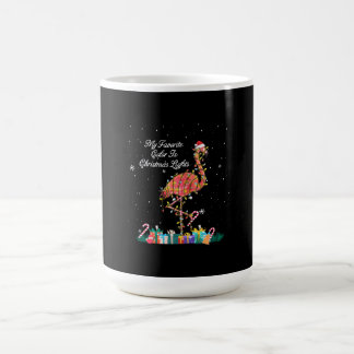 Caneca De Café Meu Favorito É Luzes De Natal Figurino Flamingo
