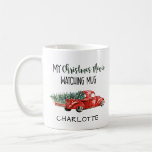Caneca De Café Meu Filme de Natal Assistindo Mug Red Truck Name