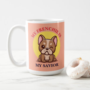 Caneca De Café Meu Frenchie é meu Salvador meme fofo do Bulldog F