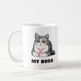Caneca De Café Meu gato é meu chefe, óculos escuros, gravata engr