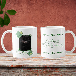 Caneca De Café Meu gato é meu quadro verde-charme de sorte com fo