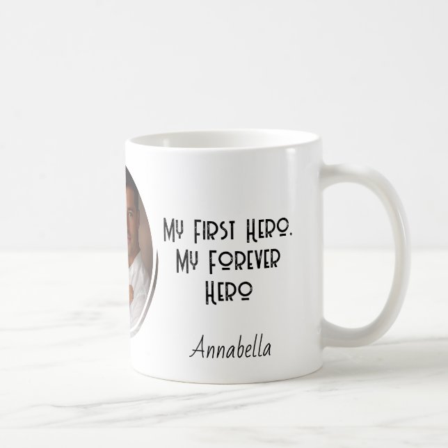 Caneca De Café Meu Herói eterno e foto personalizada (Direita)