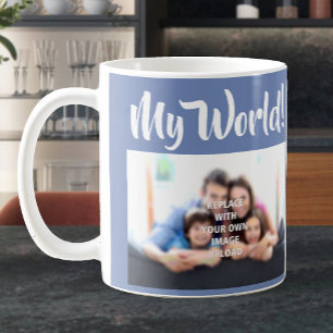 Caneca De Café "Meu Mundo" - Sua Foto de Família em uma