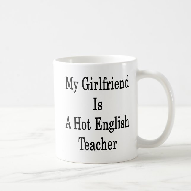 Caneca De Café Meu namorada é um professor de inglês quente (Direita)