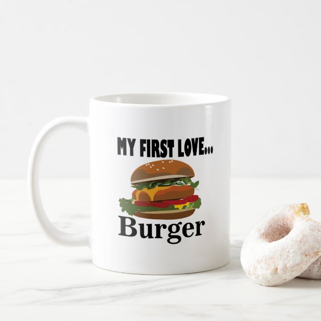 Caneca De Café Meu Primeiro Burger De Amor (Com Donut)