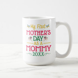 Caneca De Café Meu Primeiro Dia das Mães Como Mamãe