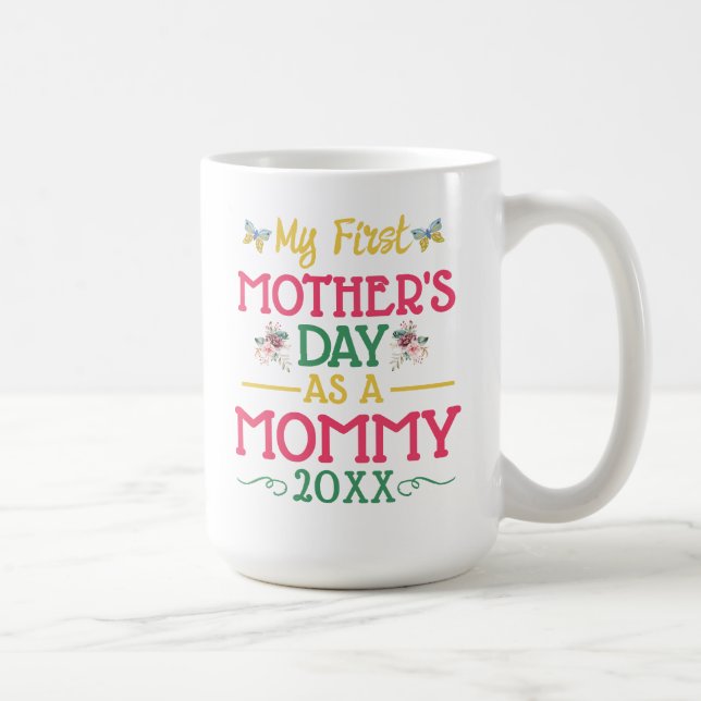 Caneca De Café Meu Primeiro Dia das Mães Como Mamãe  (Direita)
