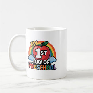 Caneca De Café Meu Primeiro Dia De Pré-Escola Arco-Íris Maçã Volt