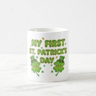 Caneca De Café Meu Primeiro Dia de São Patrício Trevo Fofo Kawa