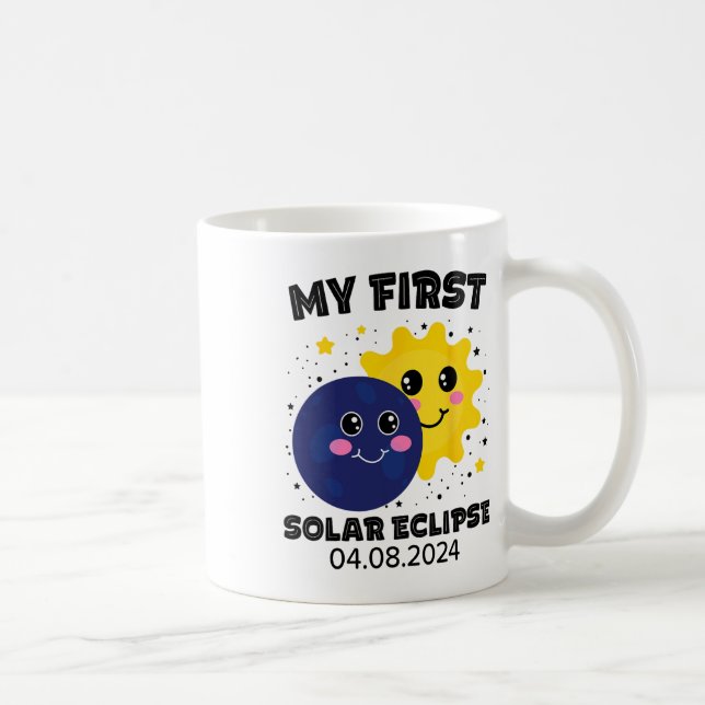 Caneca De Café Meu Primeiro Eclipse Solar Toddler Meninas 2024 So (Direita)