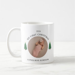Caneca De Café Meu Primeiro Natal Nome Personalizado & Ano Foto