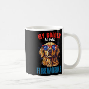 Caneca De Café Meu Retriever Adora Fogos De Artifício 4 De Julho 