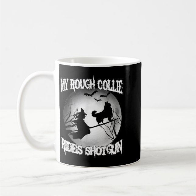 Caneca De Café Meu Rough Collie Anda Tiro de Halloween (Esquerda)