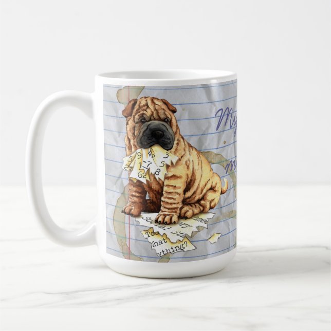 Caneca De Café Meu Shar-Pei Comeu Meu Plano De Lição (Esquerda)